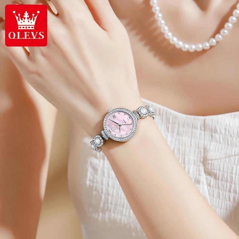 OLEVS Original Small Watches for Woman Ladies Quartz Elegant Diamond Gold Wristwatch Luxury Brands Waterproof Women Gifts