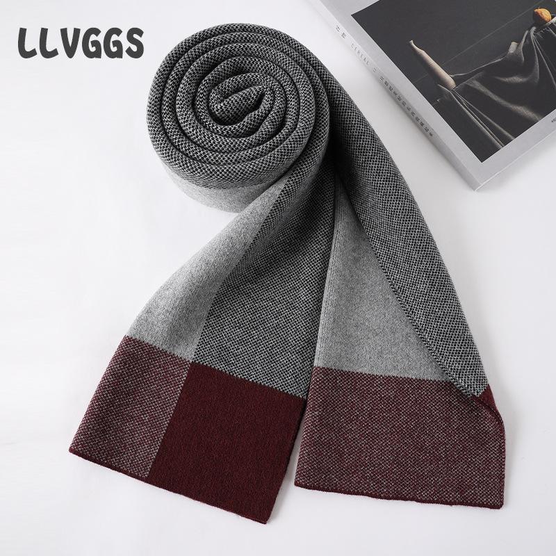 

Кашемировый мужской шарф повседневный простой деловой шарф теплый осенне-зимний вязаный тренд 2025 легкий клетчатый шарф 180cm