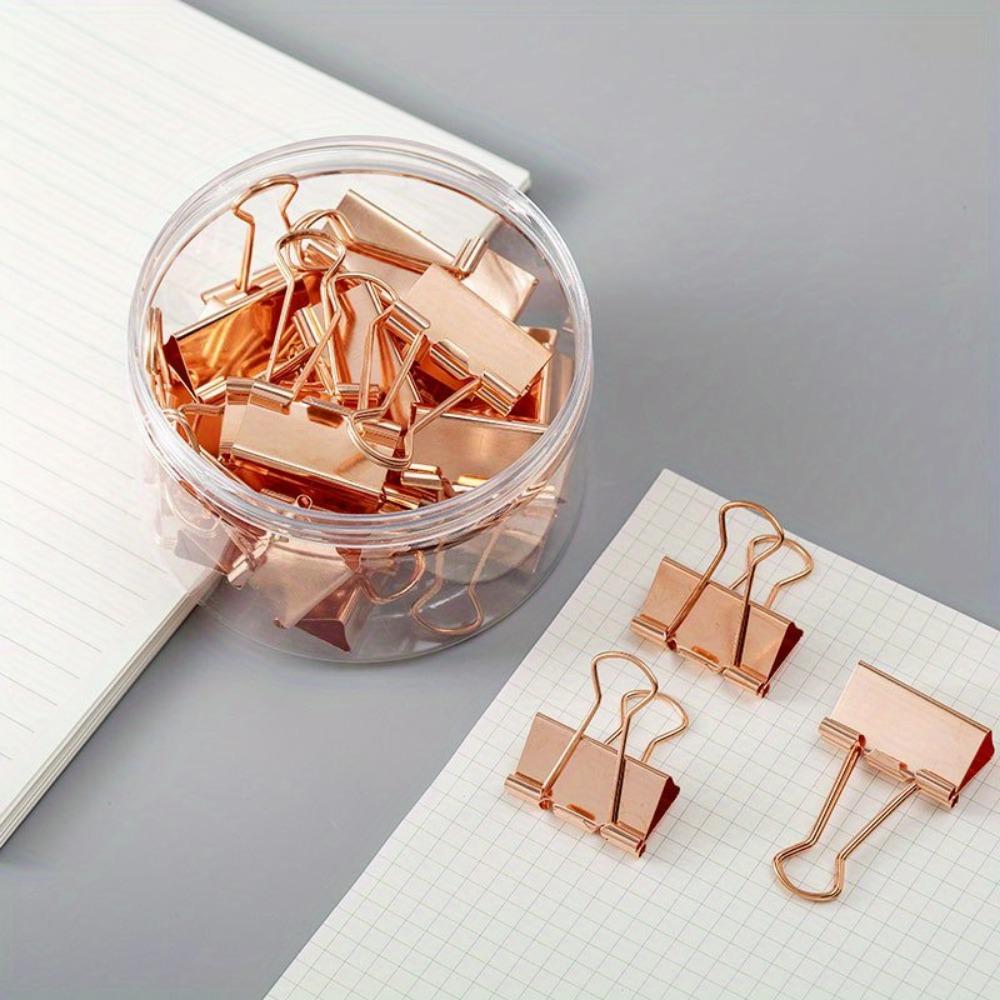 1PACK/24 Binders, Paper Clips Reusable Rose Gold Swallow Tail Clips