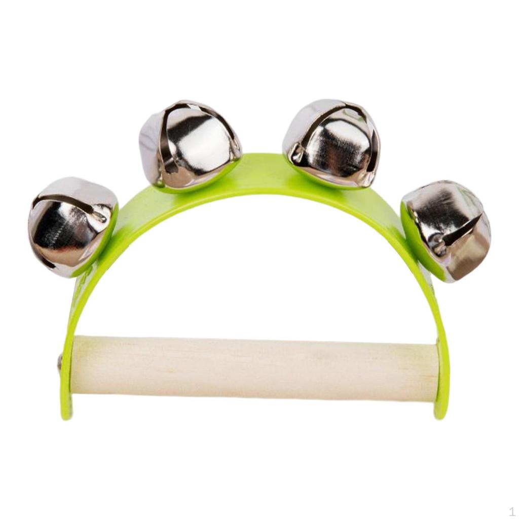 Wood Handbell Educational Toys Musical Instrument Drum Bell Handheld Tambourine for Game KTV