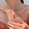 5 stk Elegant Krystall Zirkon Sett Zirkonia Ring Halskjede Armbånd Øredobber Enkelt Sett Zirkon Mote Allsidig Trendy Zirkon
