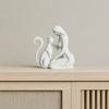 3D Printed Sculpture, Woman And Cat Shape, Matte Finish Durable Figurine, Light Luxury Style Ornament for Home Decor