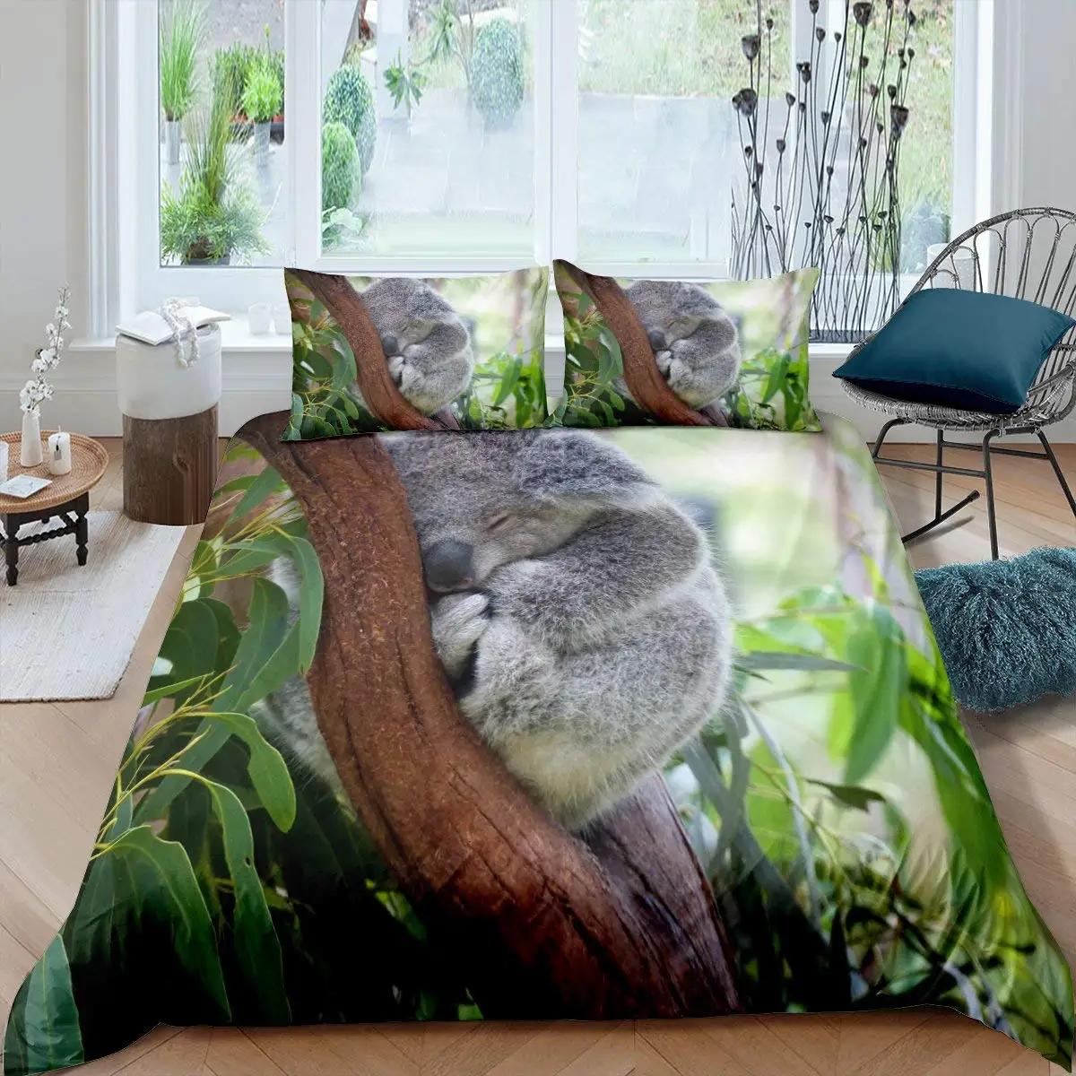 

Koala Soft Duvet Cover Set Children Lovely Animal Print Beding Set,Young Boys Young Girls Rainbow Buterfly Warm Comforter Cover Floral Flowers Bed 100*200cm Single