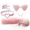 Cute Fox Tail Anal Plug Cat Ears Headbands Set  Nipple Clip Neck Collar Erotic Cosplay Sex Toys For