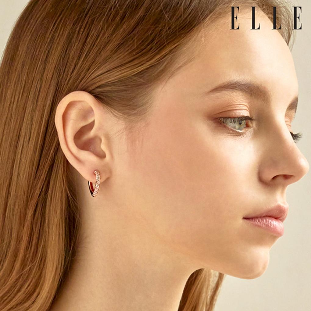 14K Heart Motif One-Touch Earrings (Gold Pin) ELGPEE413