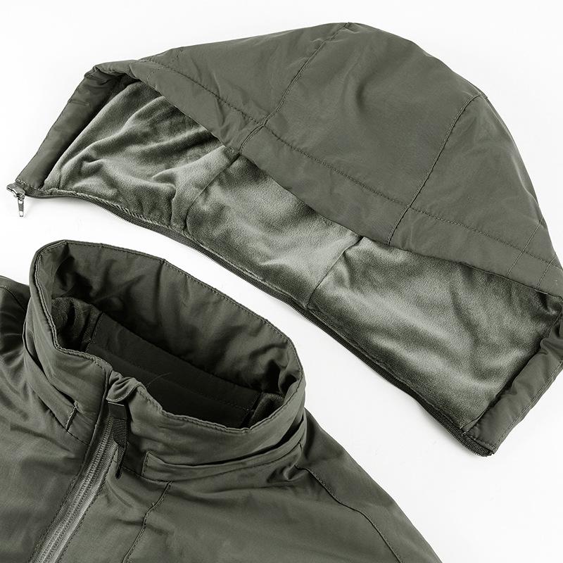 Men's Thin Plus Fleece Jacket, Waterproof Windproof Mountain-Style Outerwear with Detachable Hood for Spring & Autumn