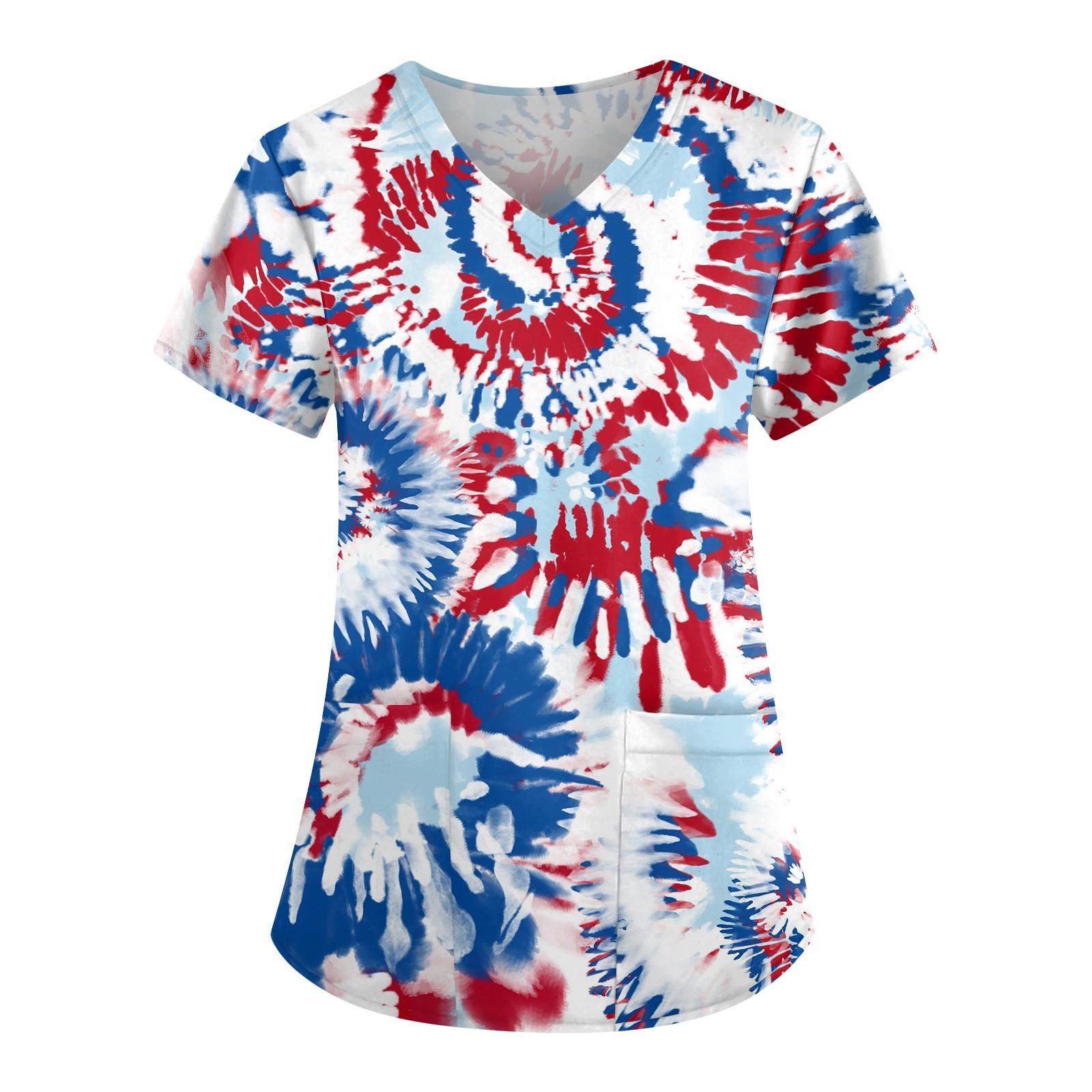 

Женские модные повседневные топы с v-образным вырезом и защитная спецодежда с принтом ко Дню независимости XXXL