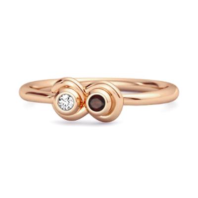 Garnet Twin Bezel Minimalist Ring - 925 Sterling Silver Rose Gold Vermeil