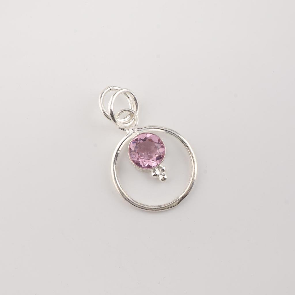 Morganite Gemstone 925 Sterling Silver Pretty Pendant 1.2" Handmade Jewelry For Women PP-68-14