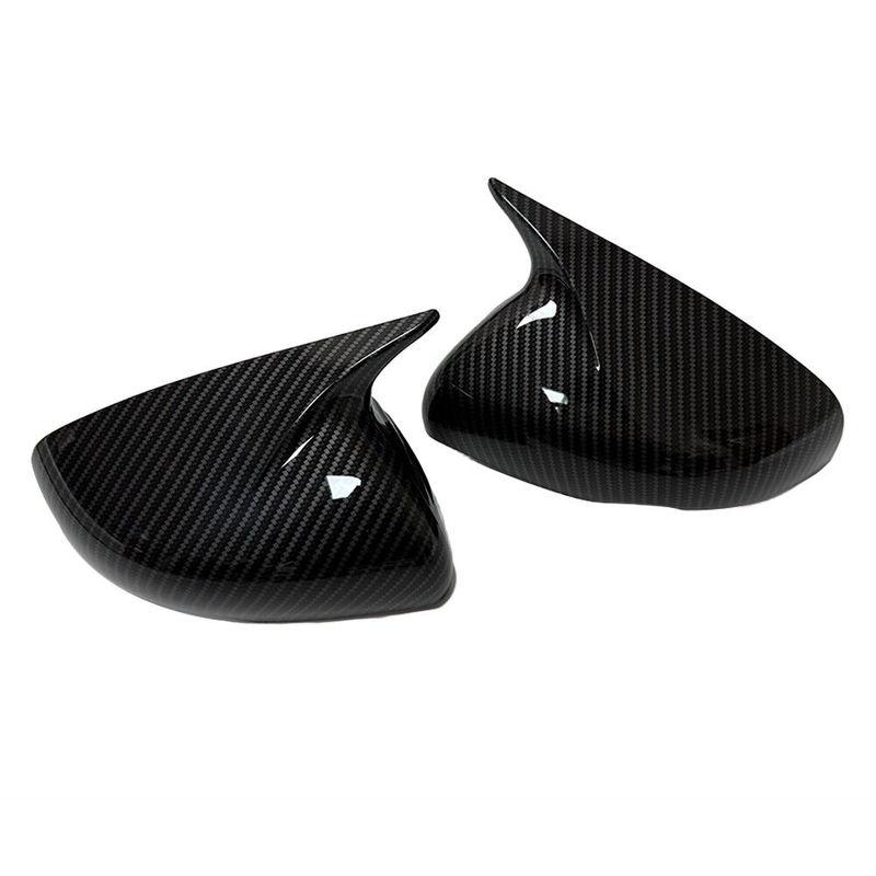 For Kia Carnival ABS Carbon/ Black Car Rearview Side Mirror Cover Wing Cap Exterior Door Housing Trim Adhesive Sticker