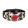 Factory National Country Flag Design Bracelet Crystal Bead Snap Button Sports National Team Jewelry Gift Leather Wrap Bracelet
