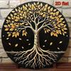 Albero della Vita Foglia d'Oro Rotondo Metallo Arte da Parete 8 Pollici Piastra in Alluminio Nero Per Decorazione Casa Ufficio
