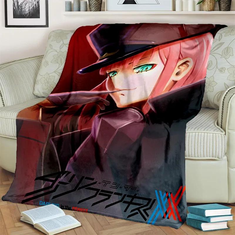 DARLING in The FRANXX Cartoon Zero Two Sexy dívčí deka, měkká přikrývka pro domácí ložnici Pohovka Pikniková deka pro děti
