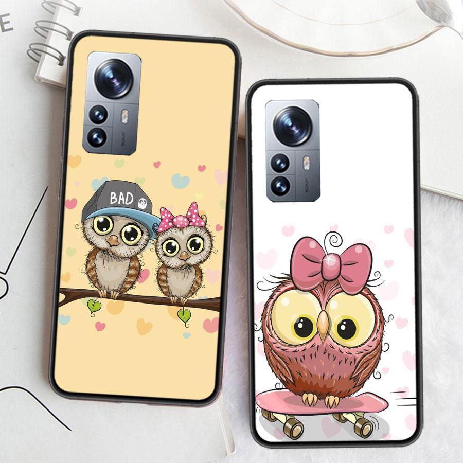 Cute Owl Hearts Lover Christmas Phone Case For Xiaomi Poco X6 X5 X4 X3 GT NFC M4 M5 Pro 5G M3 Mi Note 10 Lite F5 F4 F3 F2 F1 Cap