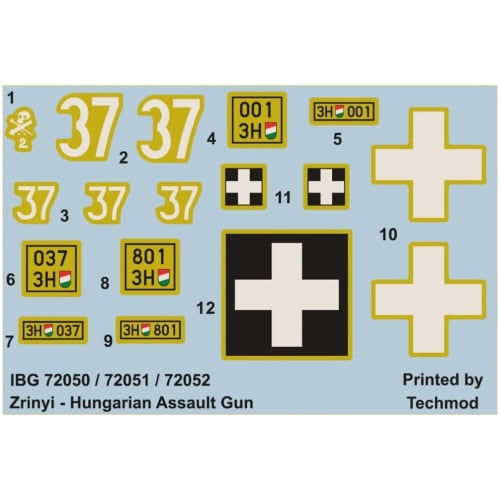 IBG 1/72 Hungarian Fighting Vehicle 40/43M Zrinyi II 105mm Assault Gun with Skirt Plastic Model Kit PB72052