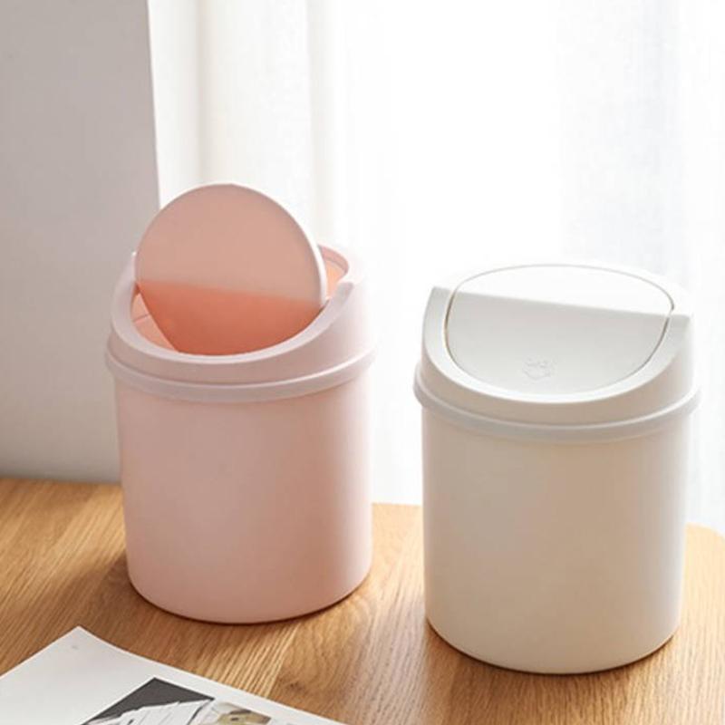 Universal Waste Bin With Lid Desktop Office Organizer Storage Home Garbage Basket Container Table Trash Bin Small Trash Can