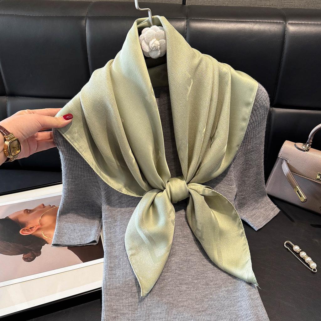 Classic H Temperament Silk Scarf Women'S Tencel Cotton Trend Versatile Imitation Silk Scarf Scarf 90 Square Scarf