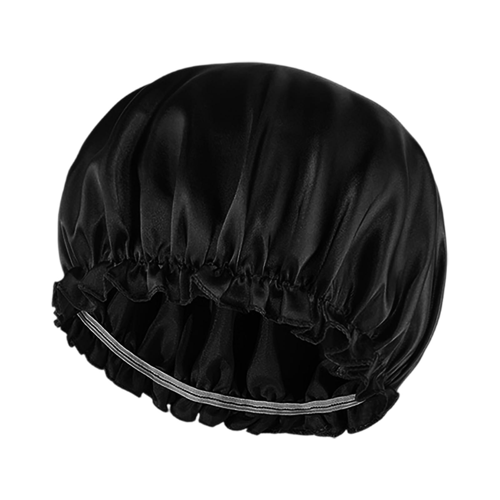 

Жіноча мода Однотонна бляшана шапочка для волосся Домашнє прибирання Шапочка для душу Місяць Хіміотерапія Хустка-шапочка One Size чорний