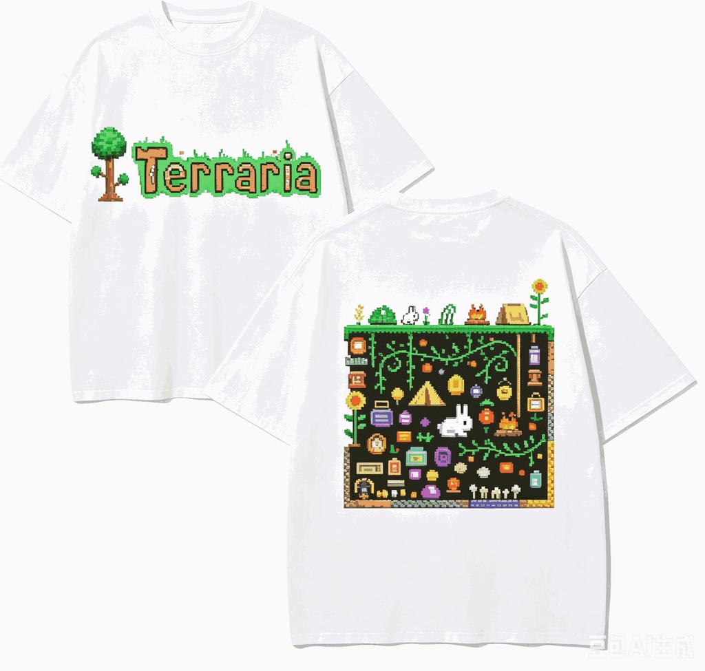 Terraria Anime Liebhaber T-Shirt Harajuku Baumwolle Neues Modell High Street Retro Mode Übergroß Unisex Heißes Produkt Klassisch Atmungsaktiv