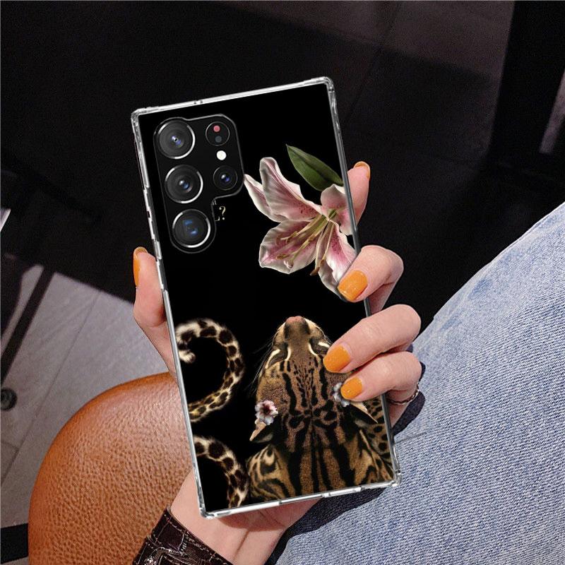 Pink Leopard Print Phone Case For Samsung Galaxy S24 S25 Edge S26 Ultra S23 S22 S21 Plus S20 FE + Personalized Print Cover Galax