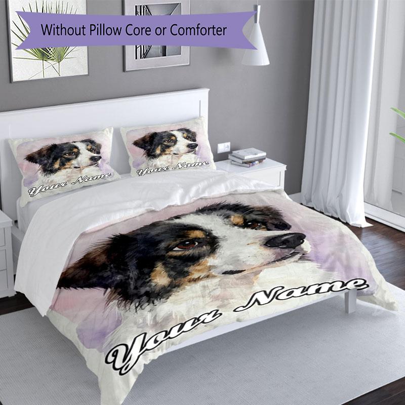 3PC Custom Name Pet Portrait Bedding Set Duvet Cover Closure Includes 1 Duvet Cover & 2 Pillowcases for Bedroom