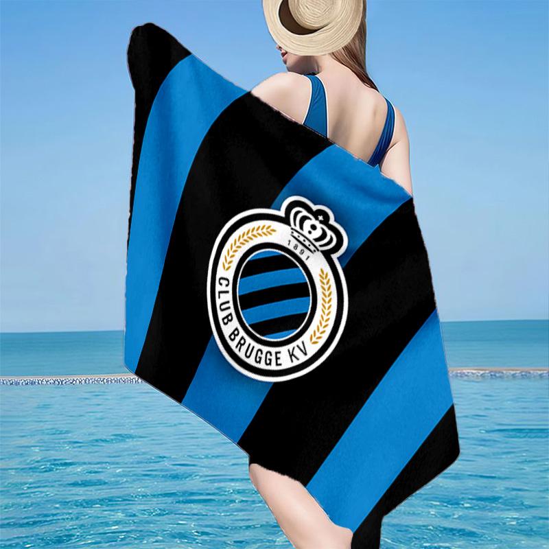 1pz Telo da Spiaggia con Stemma Club Brugge FC - Morbido, Assorbente in Microfibra, Leggero, Ideale per la Spiaggia, Feste, Viaggi, Campeggio, Regali per tifosi