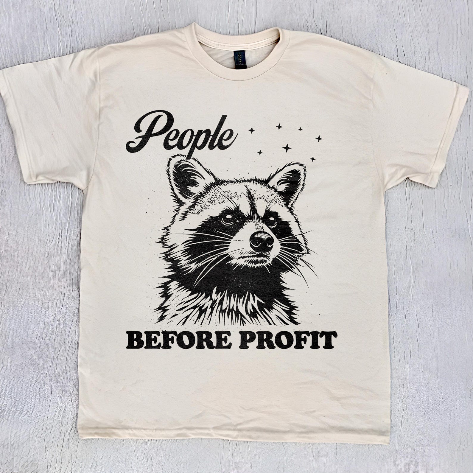People Before Profit, Punk Style Shirt, Unisex t shirt, vintage funny raccoon meme shirt, feral raccoon T-Shirt S