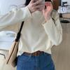 Waffle design long sleeve T-shirt women's round neck loose and thin inside with a base of new spring and summer top trend