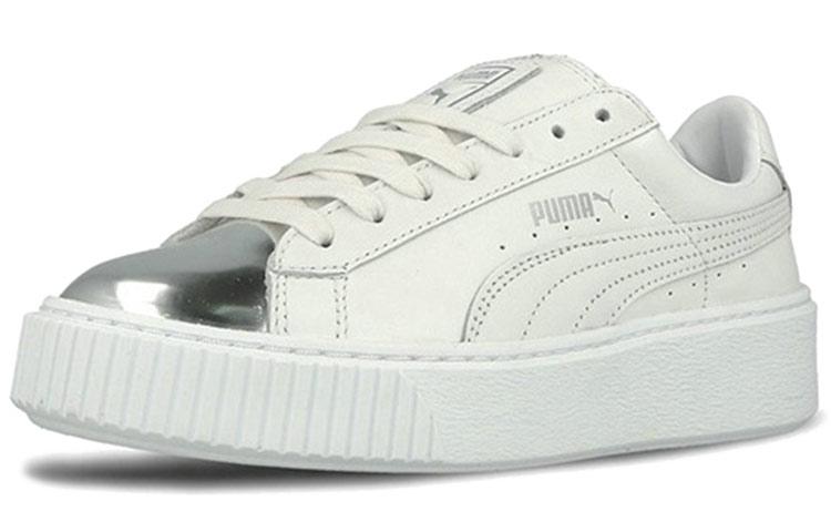 PUMA Basket Skate Shoes 'White Silver' Women's 366169-01