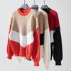 Color Block Cable Knit Crew Neck Pullover Sweater - Women's Autumn/Winter Loose Fit Knitwear
