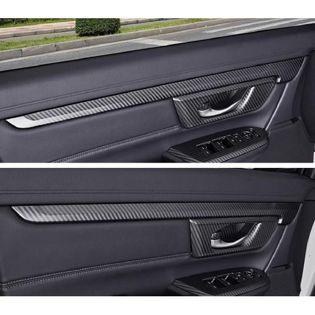 Car Accessories Fit for Honda CR-V CRV 2017-2022 Interior Door Panel Stripe Cover Automobile Door Moulding Decoration Trim (Carbon Fiber) ABS 4 PCS