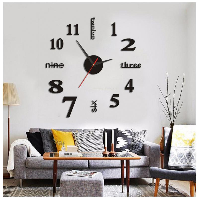 Creative Simple Silent Wall Clock DIY Living Room Bedroom Decoration Clock Acrylic Digital Clock Wall Stickers Clock