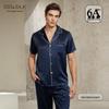 Men's 19 Momme Silk Pajamas: Short Sleeve & Long Pants Set - 100% Mulberry Silk for Indoor & Outdoor Wear