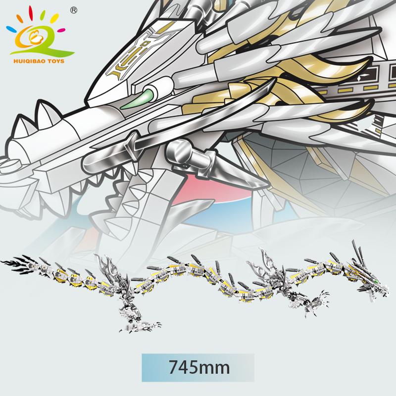 HUIQIBAO 1485PCS Weißer Drache Modell Bausteine Filmreihe Stadtbausteine Pädagogisches Konstruktionsspielzeug für Kinder Freunde