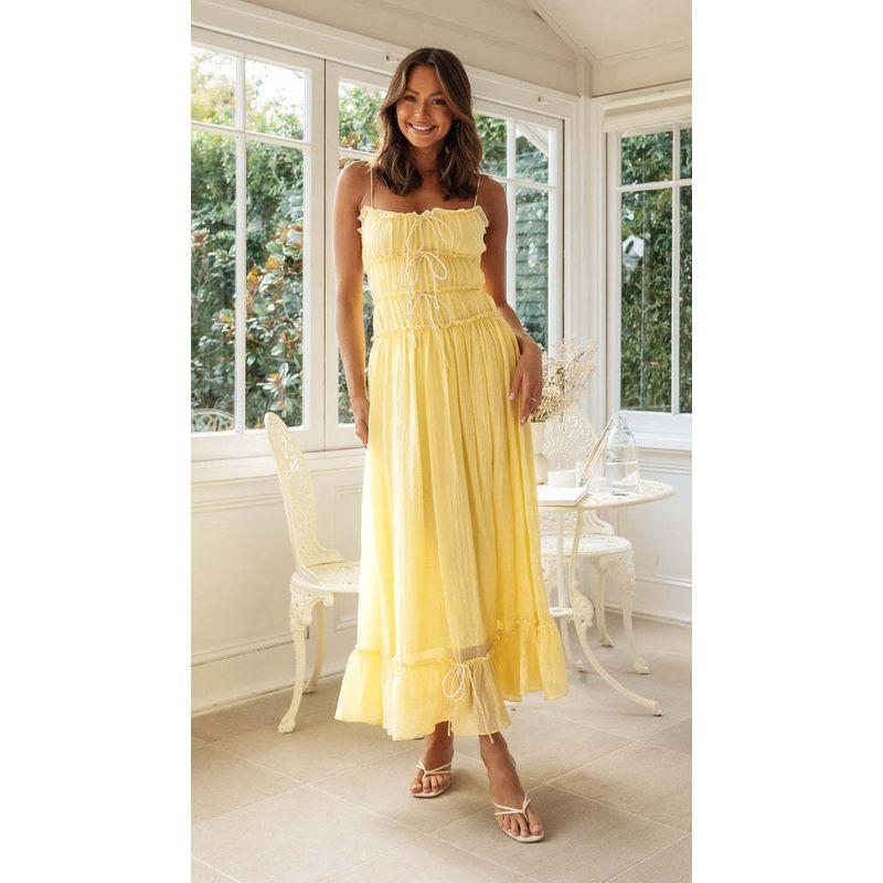 

Женская мода Новое поступление Платье на бретелях Yellow L