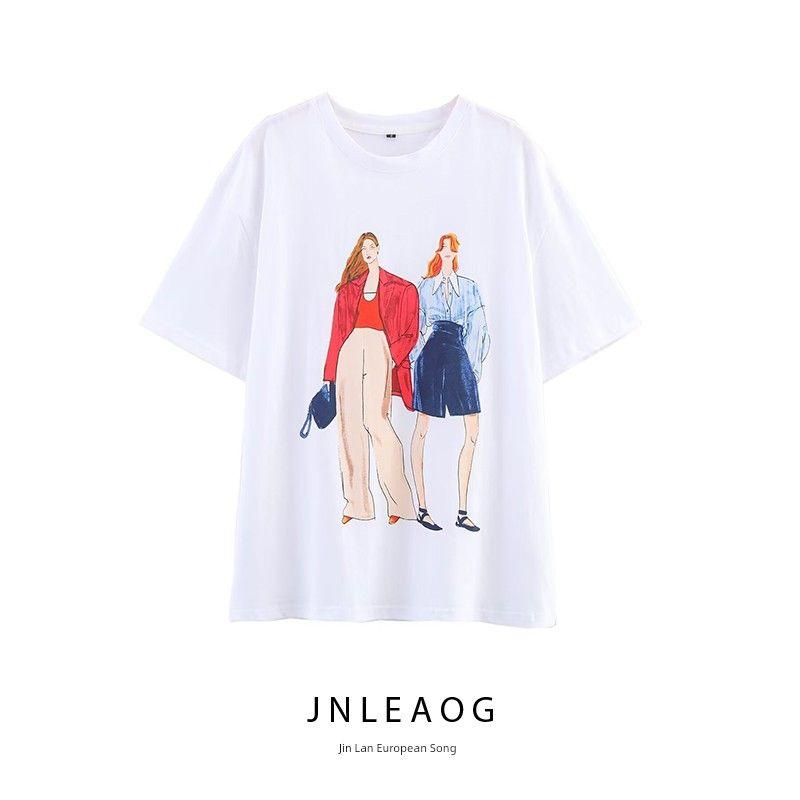 Jnleaog Autumn New Women's Clothing Fashion Style Stylish Fashion Girl Print T-shirt