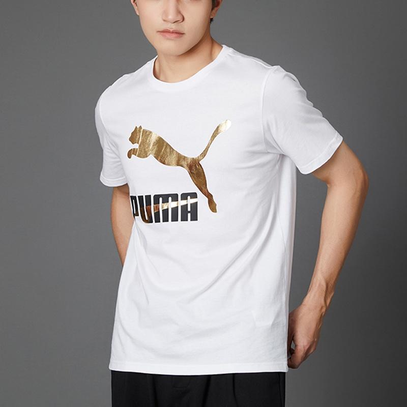 PUMA Classics Logo T-Shirt 'White Gold Black' Men's 532280-02