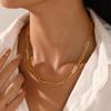 Titanium Steel Gold Collarbone Chain Necklace for Women Fashion Jewelry Gift