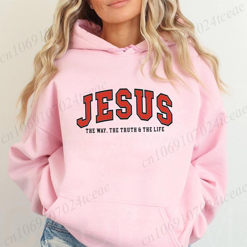 Jesus Fashion Hoodies Sweatshirt The Way The Truth The Life Printed Autumn Winter Hoodie Bible Verse Hooded Casual Sportswear