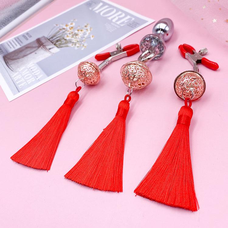 Tassel Palace: Wearable Nipple Clamps with Charms - Erotic SM Accessories for Women