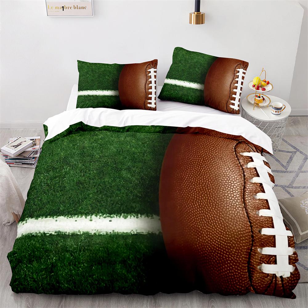 American Football Bettbezug Set 3D Sport Rugby Spieler Polyester Bettdeckenbezug Für Männer Teenager Junge Kind Bettwäscheset King Queen
