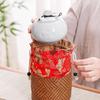 Weinreben-Gewebe-Teedose Tragbare Geschenktaschen mit geschlossenem Griffbeutel Rundboden-Kordelzugbeutel Teekannen-Verpackung und Aufbewahrungsbeutel