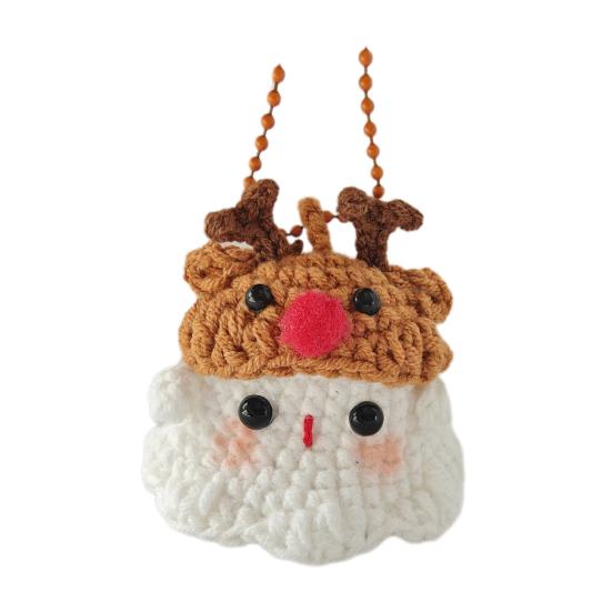 Halloween Crochet Ghost Ornament Cute Handmade Knitted Frog/Cat/Spider/Strawberry Ghost Hanging Decoration for Car Rearview Mirror Bag Charm
