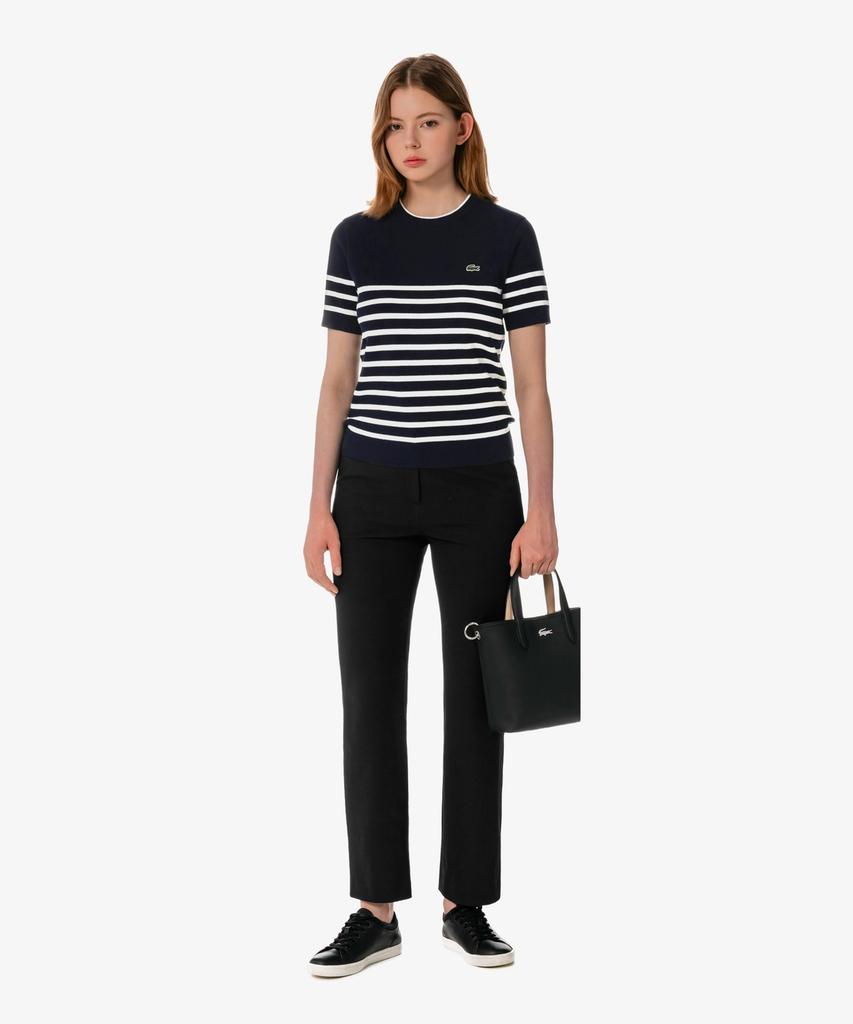 LACOSTE Women'S Striped Short Sleeve Sweater Af415E-56G 166