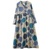 Real Spring and Summer New Retro Cotton and Linen Printing Loose Casual Fungus Lace Collar Long-sleeved Big Swing Dress
