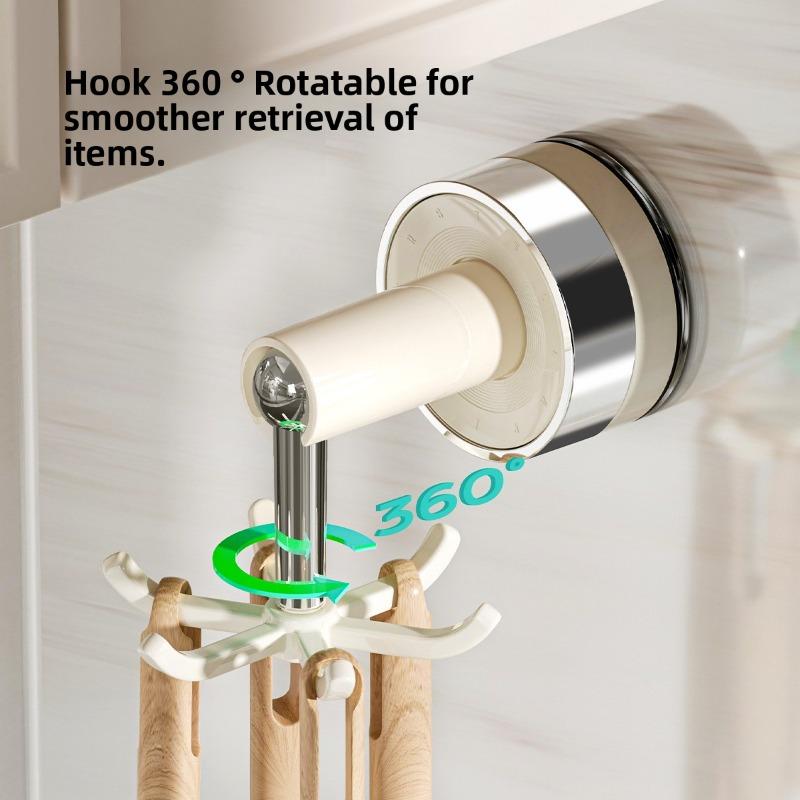 Kitchen Rotating Hook Suction Cup Wall-mounted Storage Rack, Household Non-drilling Cookware, Spoon Storage Rack, Spatula Hanging Rack