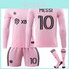 2324 Miami Long Sleeve Soccer Jersey Messi League Pink Home Kit With Socks