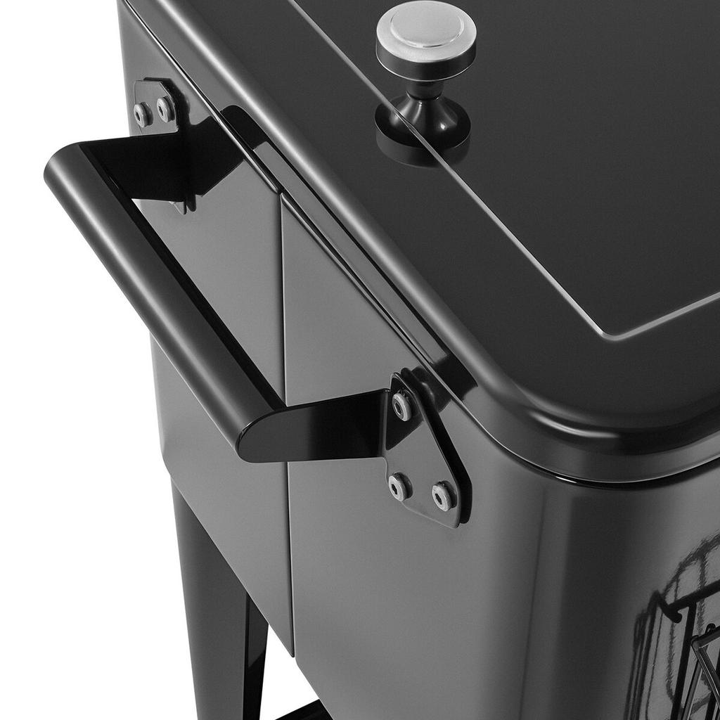 75.71 L Rolling Ice Chest, Holds Up To 50 Bottles / 110 Cans, Portable Patio Party Bar Drink Cooler Cart with Bottom Shelf, Beverage Pool with Side