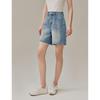 INMAN 100% Xinjiang Cotton Vintage Washed Frayed Hem Denim Bermuda Shorts