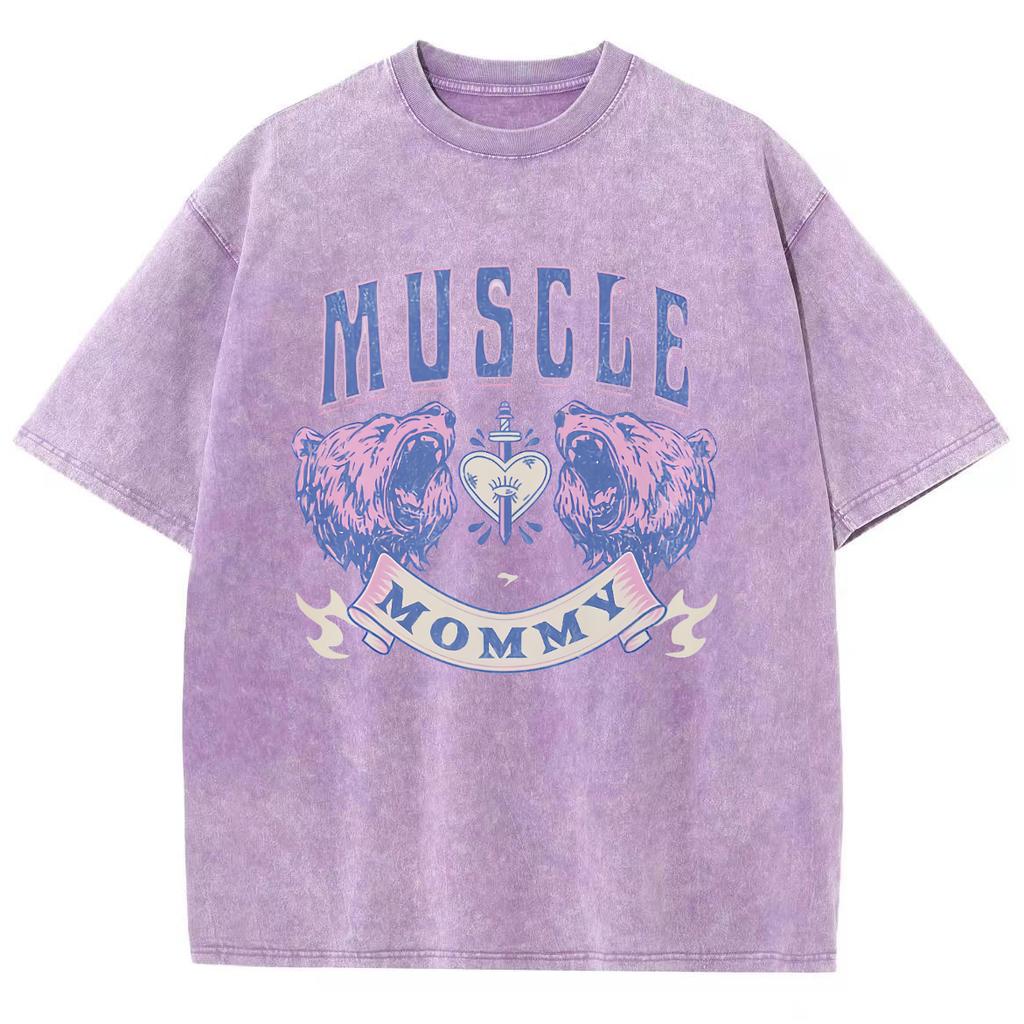 Simple Style Letter Print Women's T-Shirt Fashion Design Crew Neck Wash Denim Top Summer Short Sleeve